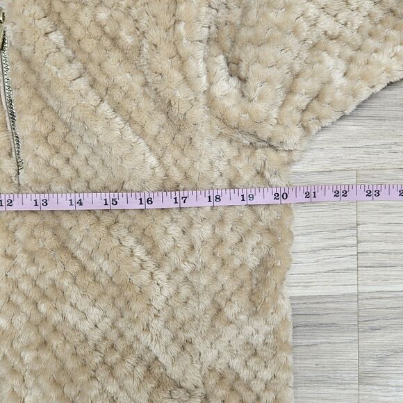 CALVIN KLEIN Womens Tan Fuzzy Full Zip Coat Large - Picture 7 of 12